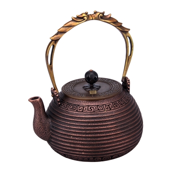五金优选 茶具茶壶1.2L新款螺纹铜壶高档礼品铸铜壶无铅制作安全饮水铜壶