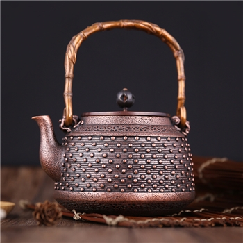 五金优选 茶具茶壶1.2L粒子铸铜壶无铅安全饮水铜壶