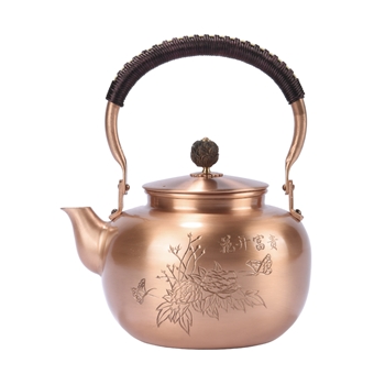  五金优选 茶具茶壶花开富贵铸铜壶1.2L无铅安全饮水铜壶