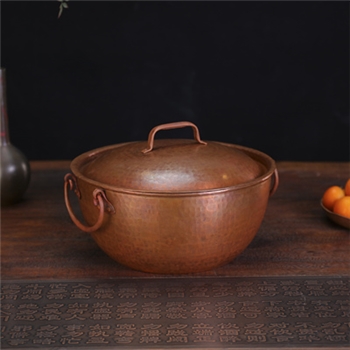 铜器时代手工纯紫铜火锅铜锅平底家用纯铜汤锅炖锅