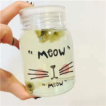韩国创意卡通猫咪杯时尚便捷男女学生玻璃杯带提绳茶水杯