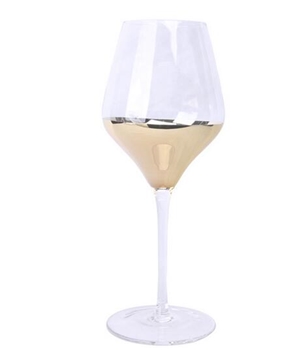 厂家批发喷色玻璃杯 欧美镀金葡萄酒杯水晶底座高脚洋酒杯子