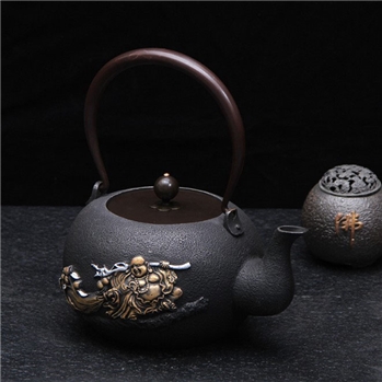 纯手工鎏金铁壶 中式高档养生茶壶老式泡茶壶