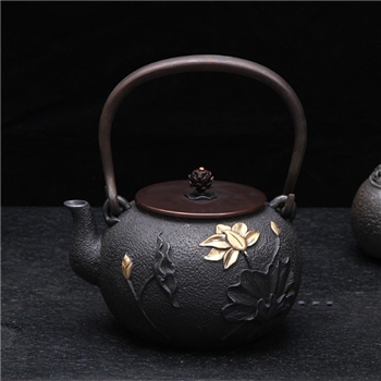 金义堂 十里荷花功夫铁茶壶 中式复古养生泡茶壶纯手工泡茶壶