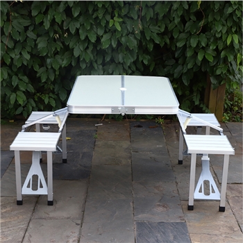 铝合金连体折叠桌 便携式户外野餐桌 摆 野营烧烤桌