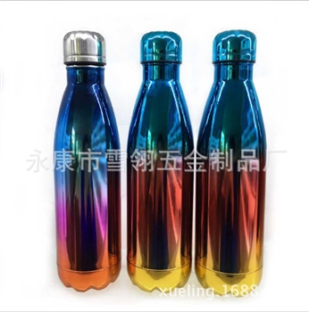 water bottle 真空可乐瓶 UV镀炫彩色大容量户外不锈钢大水壶