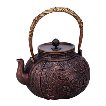茶具茶壶1.5L新款大叶兰花铸铜壶无铅制作安全饮水铜壶