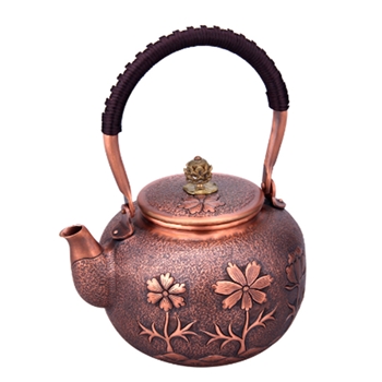 茶具茶壶1.2L新款纯手工花图案铸铜壶高档礼品无铅安全饮水铜壶
