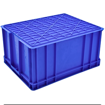 340*270*130加厚方形带盖物流箱全新料收纳箱 蓝色